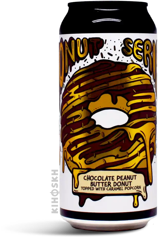 Chocolate Peanut Butter Donut Topped with Caramel Popcorn